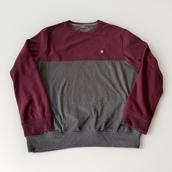 Men's Izod Advantage Performance Stretch Sweatshirt Size M Gray Burgundy - Picture 1 of 7